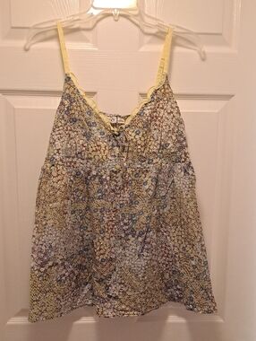 Yellow Floral Spaghetti-Strap Top